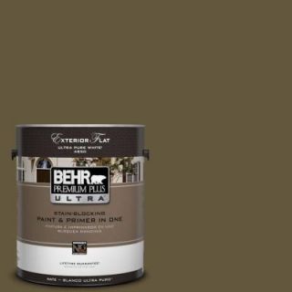 BEHR Premium Plus Ultra 1 gal. #PPU7 1 Moss Stone Flat Exterior Paint 485301