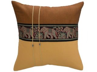 Avarada Striped Elephant Throw Pillow Cover Decorative Sofa Couch Cushion Cover Zippered 16x16 Inch (40x40 cm) Brown Beige
