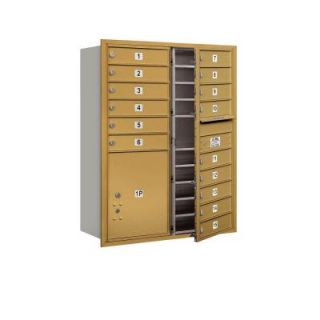 Salsbury Industries 41 in. H x 31 1/8 in. W Gold Front Loading 4C Horizontal Mailbox with 15 MB1 Doors/1 PL5 3711D 15GFU