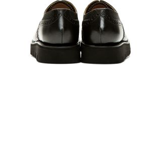 Grenson Black Canvas & Leather Max Austerity Brogue Shoes