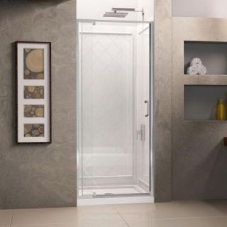 DreamLine Flex 36 in. x 76 3/4 in. Pivot Shower Door in Chrome with Shower Base and Backwall Kit DL 6132C 01CL