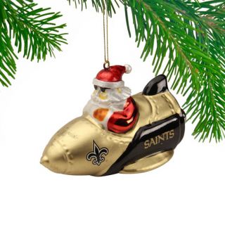 New Orleans Saints Santa Gets There Rocket Ornament