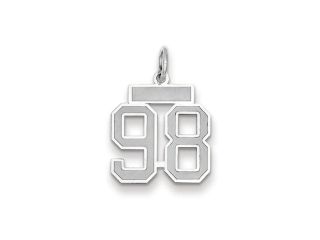 The Jersey Small Jersey Style Number 98 Pendant in 14K White Gold