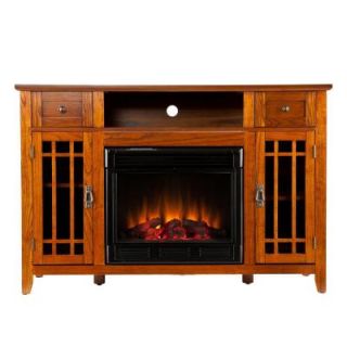 Southern Enterprises Salinas 52 in. Media Console Electric Fireplace in Mission Oak FE9383