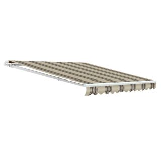 NuImage Awnings 228 in Wide x 96 in Projection Fog Striped Open Slope Patio Retractable Motorized Awning