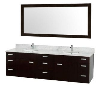 Wyndham Collection Encore 78 in. Vanity in Espresso with Marble Vanity Top in Carrara White and White Porcelain Under Mounted Square Sink WCS400078ESCW