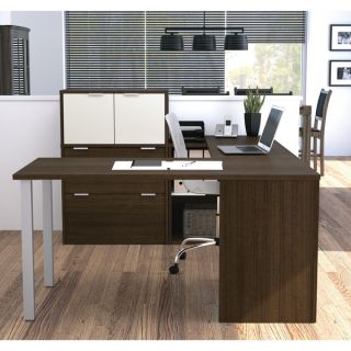 i3 by Bestar U Shaped Desk with 2 Storage Units