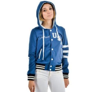 Too Fast Womens Cotton Blue Tattooed USA Varsity Hoodie Gnarly Fashion (S) NEW