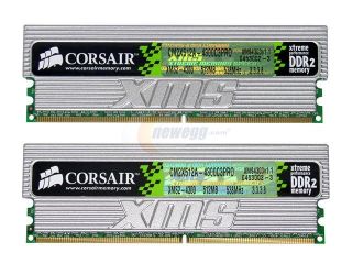 CORSAIR XMS2 1GB (2 x 512MB) 240 Pin DDR2 SDRAM DDR2 533 (PC2 4300) Dual Channel Kit Desktop Memory Model TWIN2X1024 4300C3PRO