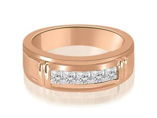 0.85 cttw. Princess Diamond Men's Wedding Ring in 18K Rose Gold