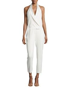 Haute Hippie Halter Tuxedo Crepe Jumpsuit