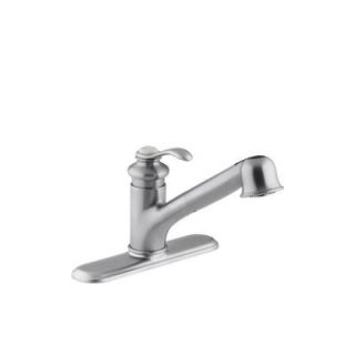 KOHLER Fairfax Single Handle Pull Out Sprayer Kitchen Faucet with Low Arc in Brushed Chrome K 12177 G