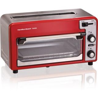 Hamilton Beach 22722 Toastation Toaster Oven w/Wide 2 Slice Toaster Combo, Red
