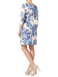 Adrianna Papell Long sleeve floral stretch dress Blue Multi