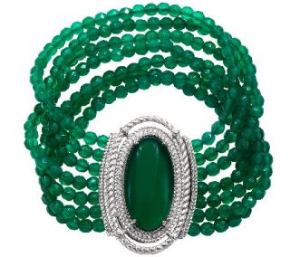 Judith Ripka Sterling Green Chalcedony Bead 7 3/4 Bracelet —