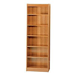 Safco WorkSpace Wood Veneer Baby Bookcases Medium Oak 6 Shelves 72 H x 24 W x 12 D