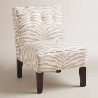 Gray Print Randen Upholstered Chair with Wood Legs