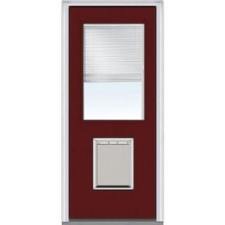 Milliken Millwork 30 in. x 80 in. Classic Clear Glass RLB 1/2 Lite Painted Builder's Choice Steel Prehung Front Door with Large Pet Door Z004561L