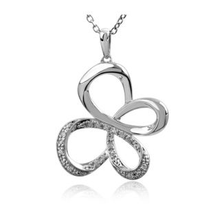 Sterling Silver Diamond Accent Fashion Butterfly Necklace