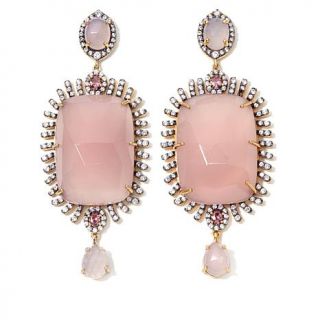 Facets by Robindira Unsworth Pink Chalcedony and CZ 2 Tone Earrings   7606060