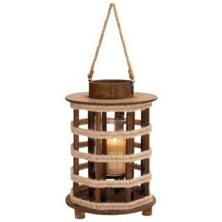 Design Wood Lantern with Convenient Rope Handle