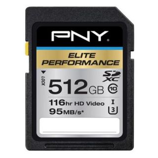 PNY Elite Performance 512GB SDXC Class 10 UHS I, U3 Up to 95MB/sec