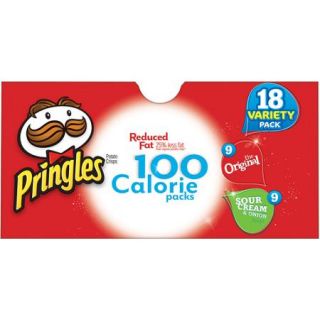 Pringles 100 Calorie Packs Variety Pack Reduced Fat Potato Crisps, 0.63 oz, 18 count