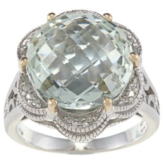 Meredith Leigh Silver and Gold Green Amethyst and 1/10ct TDW Diamond
