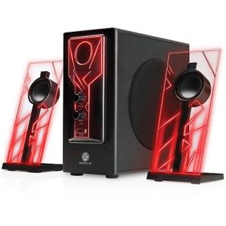 GOgroove BassPULSE Red LED Computer Speaker System with Powered Subwoofer for Desktops , Laptops , Tablets , MP3 Players , Home Theaters & More