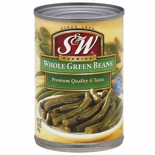 S&W Premium Whole Green Beans, 14.5 oz (Pack of 6)