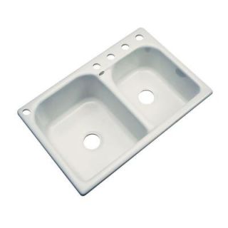 Thermocast Cambridge Drop In Acrylic 33 in. 5 Hole Double Bowl Kitchen Sink in Tender Grey 45581