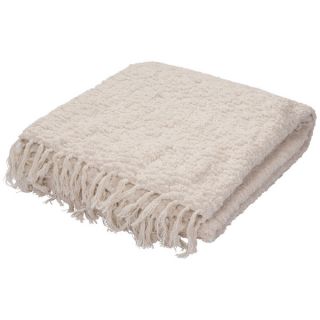 Ivory/White Polyester and Cotton Throw (50 x 60 inches)   18154271