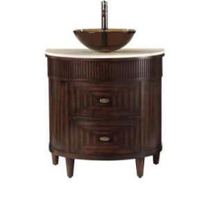 Home Decorators Collection Fuji 32 in. Vanity in Old Walnut with Marble Vanity Top in Cream and Brown Glass Basin 1585300890