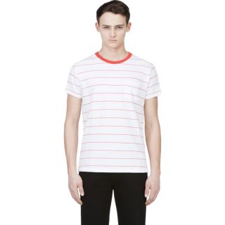 Levis Vintage Clothing White Striped 1950s Sportswear T Shirt