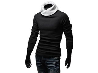 KMFEIL Men Fashion Collared Korean Long Sleeve Pullover Sweater