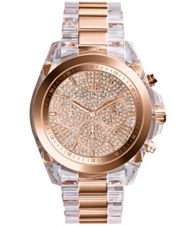 Michael Kors Womens Chronograph Bradshaw Clear and Rose Gold Tone