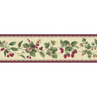The Wallpaper Company 6 in. x 15 ft. Purple Berry and Floral Border WC1281328