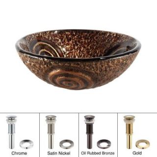 KRAUS Glass Vessel Sink in Luna with Pop Up Drain and Mounting Ring in Chrome GV 650  CH