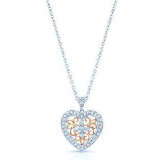 Estie G 14k Two tone Gold 1/4ct TDW Diamond Heart Pendant (H I, VS1