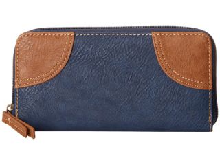 American West Guns and Roses Zip Around Wallet Navy Blue/Tan