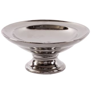 Silver Ceramic Round Decorative Platter