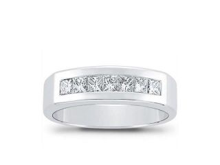 1.00 ct Men's Princess Cut Diamond Wedding Band Ring in 14 kt White Gold