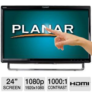 Planar PXL2430MW 24 Class Widescreen LED Backlit Multi Touch Monitor   1080p, 1920 x 1080, 1000:1 Native, 60Hz, 5ms, HDMI, DVI, VGA, USB
