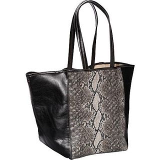 Clava Page Python Print and Leather Tote
