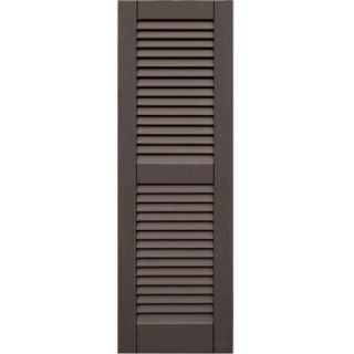 Winworks Wood Composite 15 in. x 46 in. Louvered Shutters Pair #641 Walnut 41546641