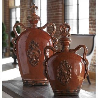 Uttermost Raya Distressed Containers in Crackled  Orange (Set of 2)   19525