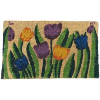Rubber Cal 'Tulip Garden' Decorative Coir Mat (2'6 x 1'6)