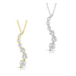 14k White Gold 1/4ct TDW Diamond Journey Pendant Necklace (H I, I1 I2)