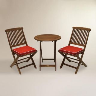 Cavallo 3 Piece Bistro Set with Red Cushions