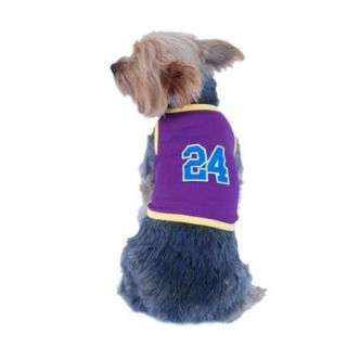 Blue Yellow Number 24 Soft Basketball Jersey For Dog   Large